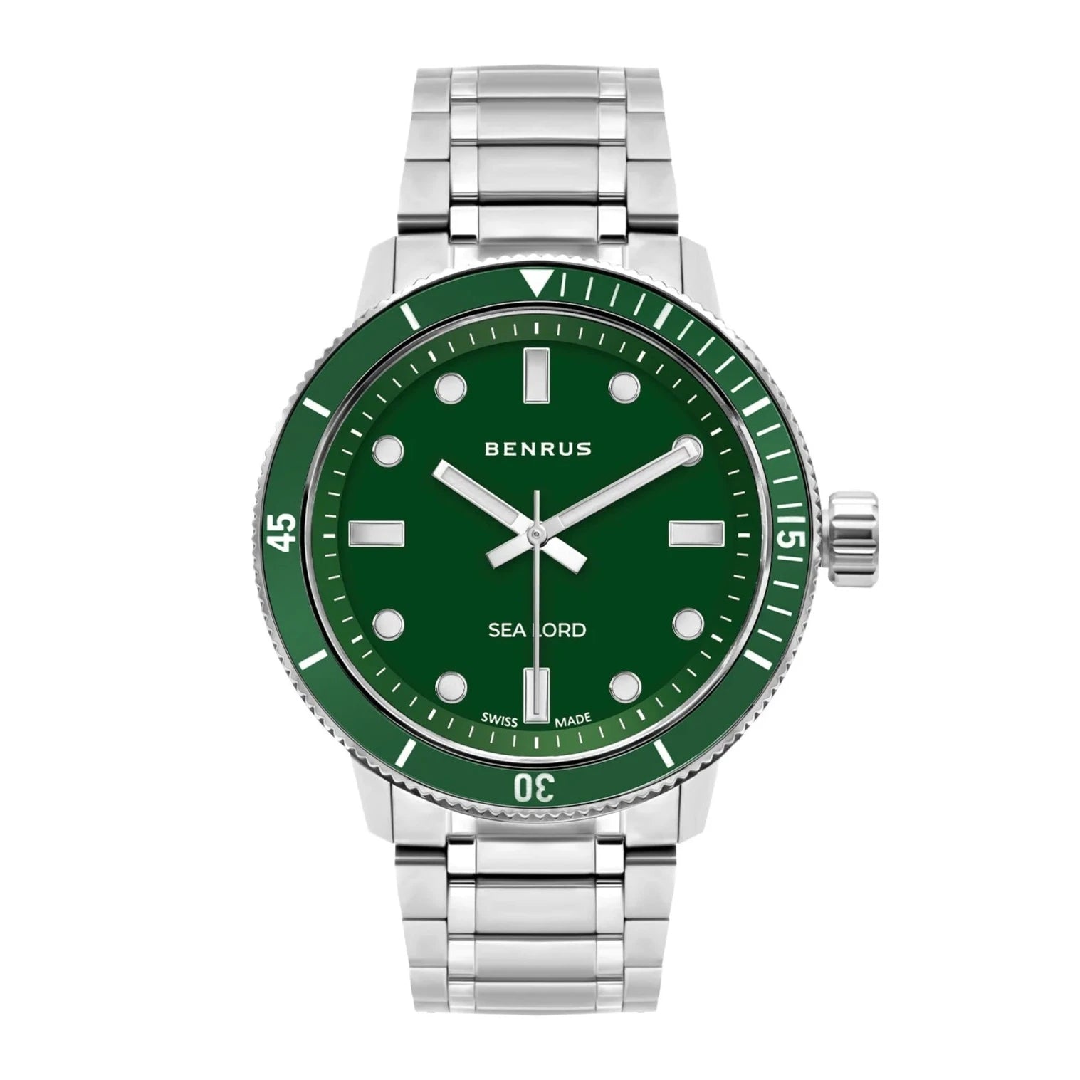 Men's Swiss Kinetic Edition-Benrus Men's Sea Lord Dive Watch Green