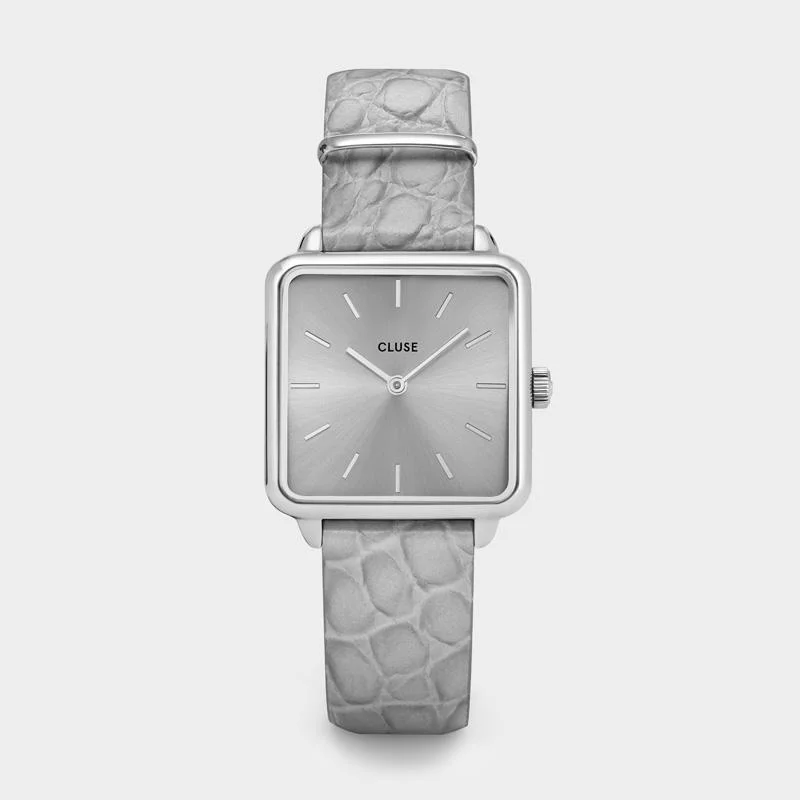 Women's Mechanical Watch Local Brand Edition-La Tétragone Watch Leather, Grey Alligator, Silver Colour