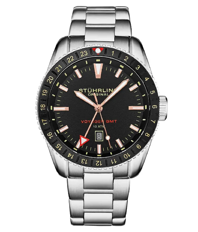 Men's Dive Watches with Ion-Plated Case -Voyager GMT 4017 Quartz GMT 42mm Diver