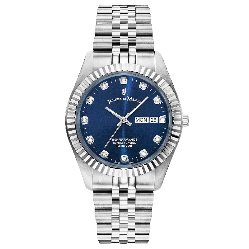 Men's Rectangular Case Dress Watches-Jacques Du Manoir Inspiration Men's Blue Watch JWG00302