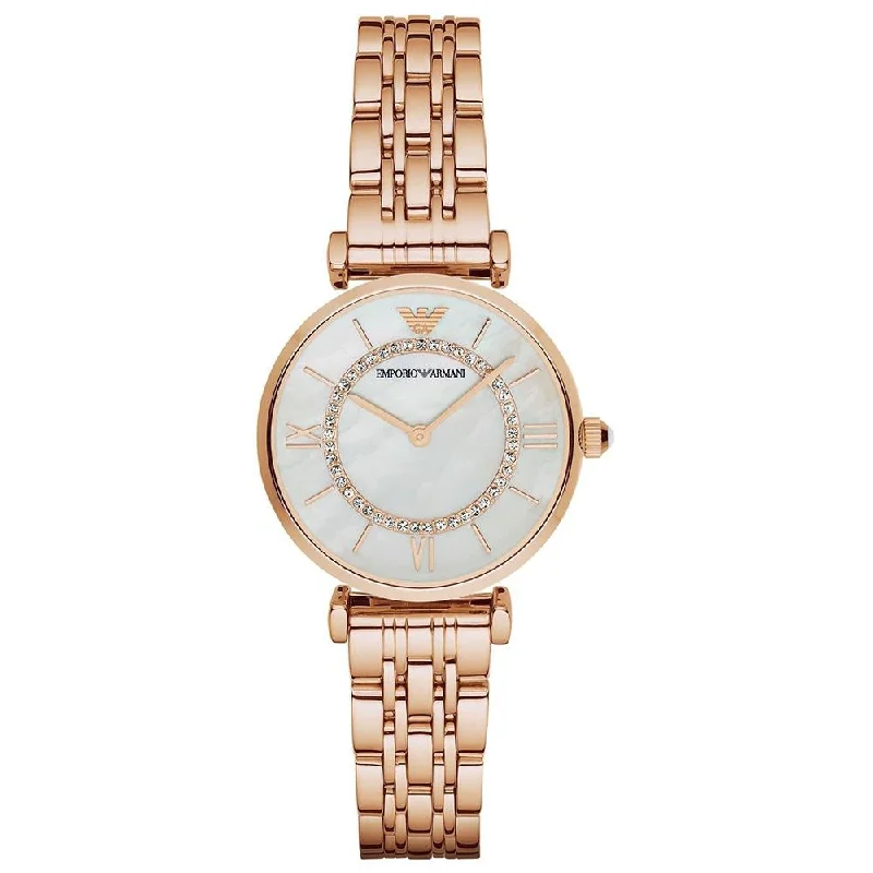 Men's Occasional Design Dress Watches-Emporio Armani AR1909 Ladies Rose Gold Watch