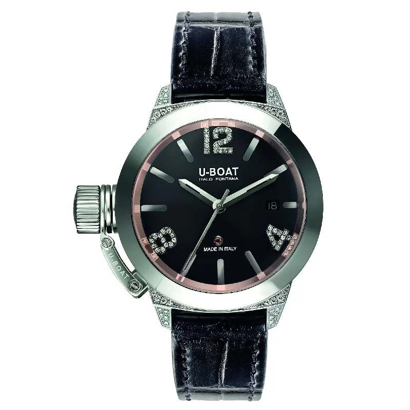 Men's Engraved Design Men's Watches-U-Boat 6950 Ladies Black Classico Watch