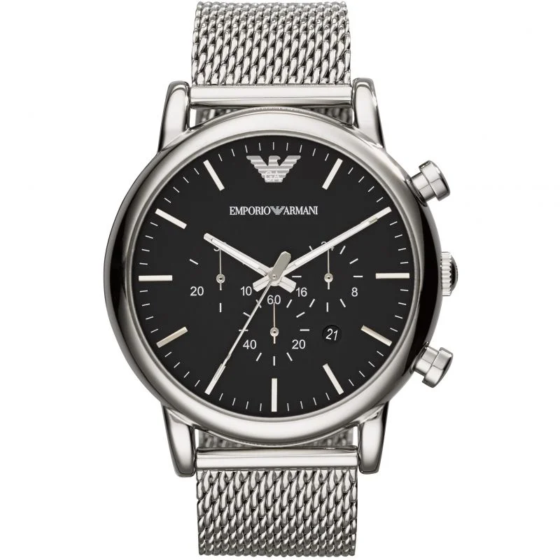 Men's Spring Style Dress Watches-Emporio Armani AR1808 Men's Luigi Chronograph Mesh Watch