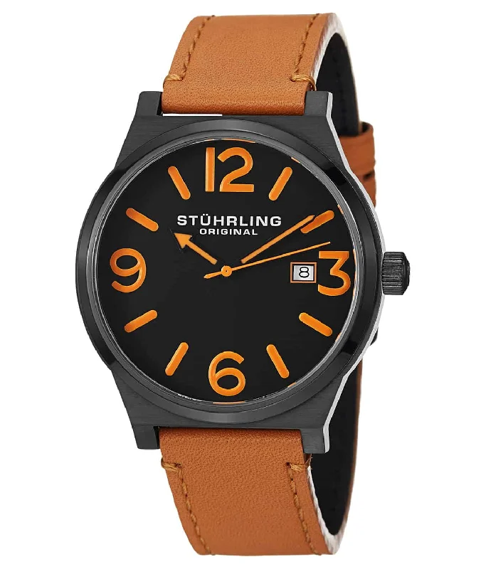 Black Dial / Black PVD Case / Tan Leather Strap Black PVD Tang Buckle