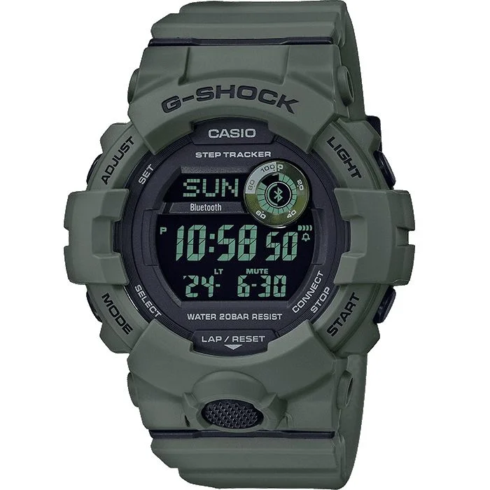Men's Vintage Style Men's Sports Watches-Orologio G-Shock GBD-800UC-3ER verde militare contapassi Men's Vintage Style Men's Sports Watches-Orologio G-Shock GBD-800UC-3ER verde militare contapassi
