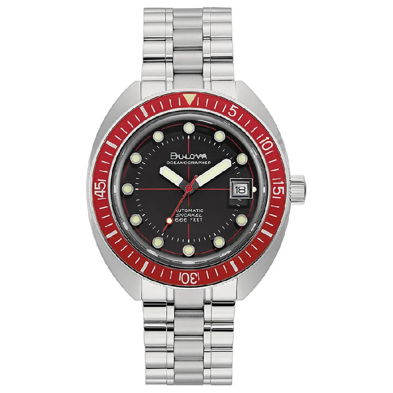 Men's Gift Style Men's Sports Watches-Orologio Bulova 96B343 Oceanographer nero ghiera rossa Men's Gift Style Men's Sports Watches-Orologio Bulova 96B343 Oceanographer nero ghiera rossa