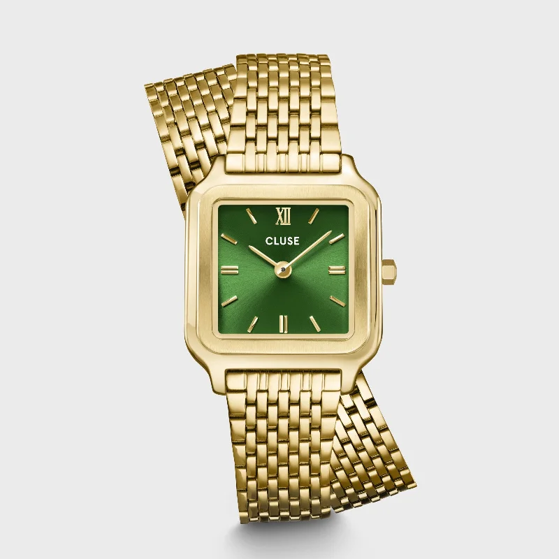 Women's Square Case Style Mechanical Watches-Gracieuse Petite Watch Double Steel, Forest Green, Gold Colour Women's Square Case Style Mechanical Watches-Gracieuse Petite Watch Double Steel, Forest Green, Gold Colour