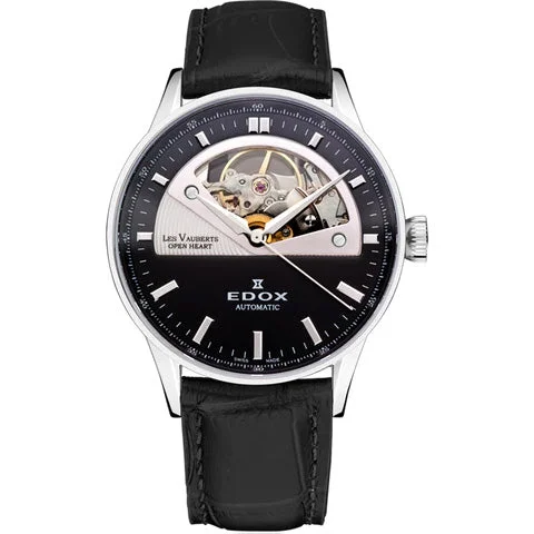Men's Swiss Analog Edition-Edox Women's Automatic Watch Les Vauberts Open Heart 37mm Black 850193NNIN