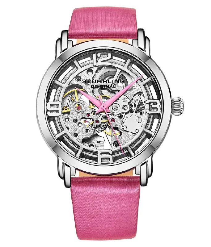 Silver Dial/Silver Case/Pink Leather Strap