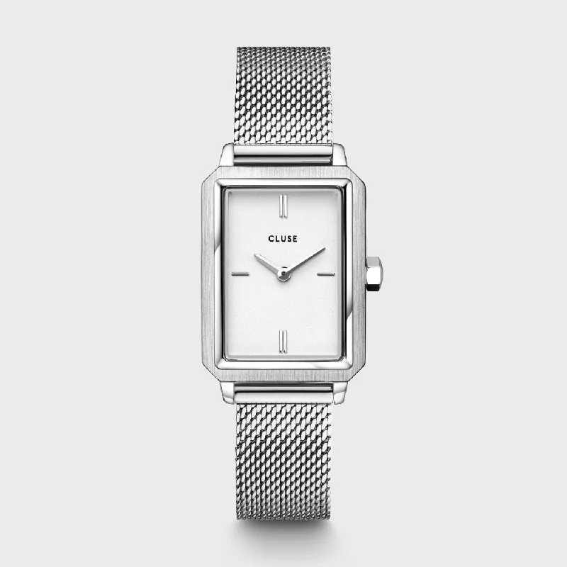 Women's Mechanical Watch Repair-Fluette Watch Mesh White, Silver Colour