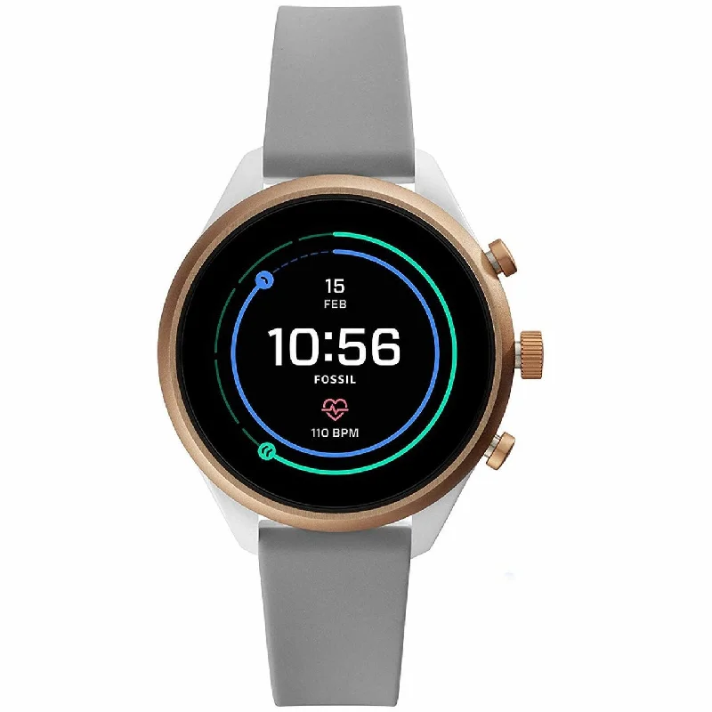 Unisex Monogrammed Style Watches-Fossil FTW6025 Grey Gen 4 Sport Smartwatch