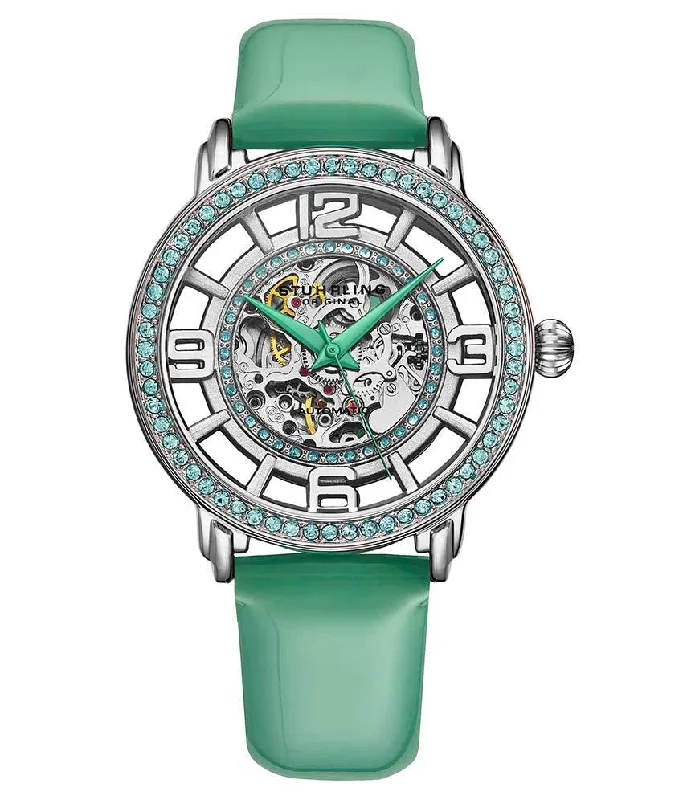 Silver Dial/Silver Case/Green Leather Strap