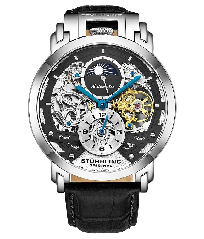 Black Dial/Silver Case/Black Leather Strap