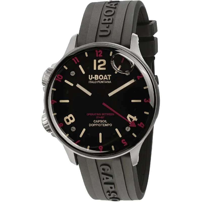 Men's Swiss Quartz Movement Edition-U-Boat Watch Doppiotempo 45 Red Rehaut 8839/B