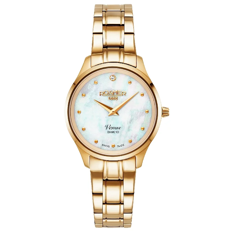 Men's Japanese Made Style Dress Watches-Roamer 601857 48 89 20 Venus White MOP Ladies Watch