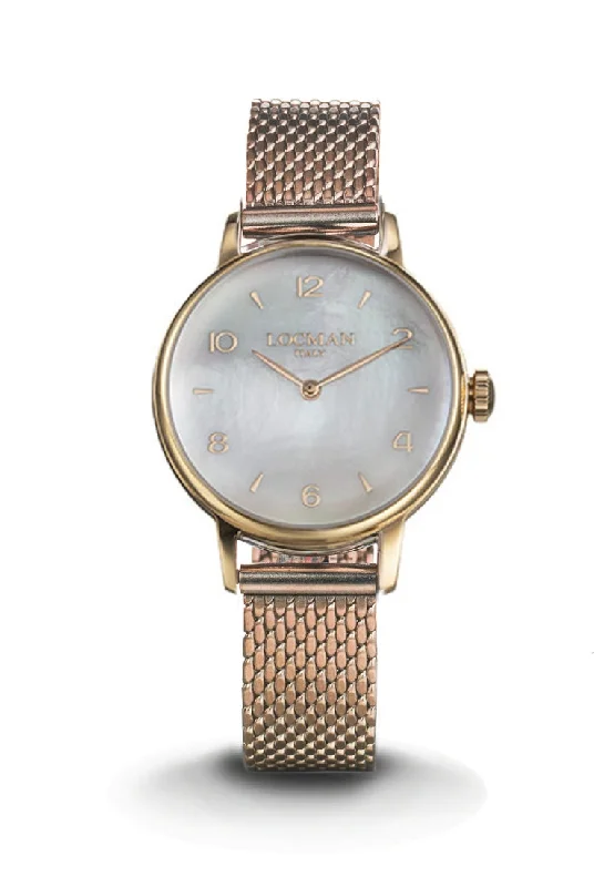 Women's Summer Style Mechanical Watches-Locman 1960 donna madreperla dorato rosa maglia milano 0253R14R-RRMWRG2BR Women's Summer Style Mechanical Watches-Locman 1960 donna madreperla dorato rosa maglia milano 0253R14R-RRMWRG2BR