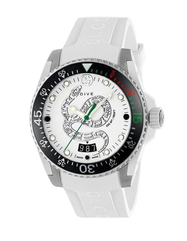 Men's Automatic Swiss Watches-Gucci Watch Dive 40mm Snake White YA136330