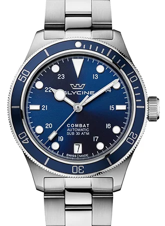 Men's Stainless Steel Dress Watches-Combat SUB 36 Blue Ref. GL0337