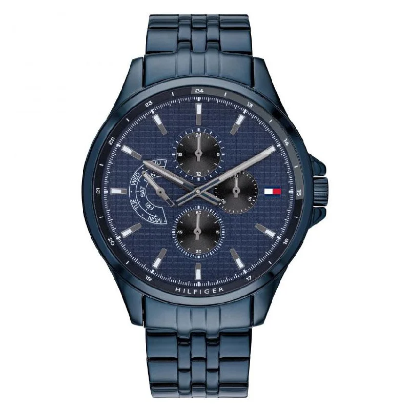 Men's Affordable Dress Watches-Tommy Hilfiger 1791618 Men's Shawn Blue Chronograph Watch Men's Affordable Dress Watches-Tommy Hilfiger 1791618 Men's Shawn Blue Chronograph Watch
