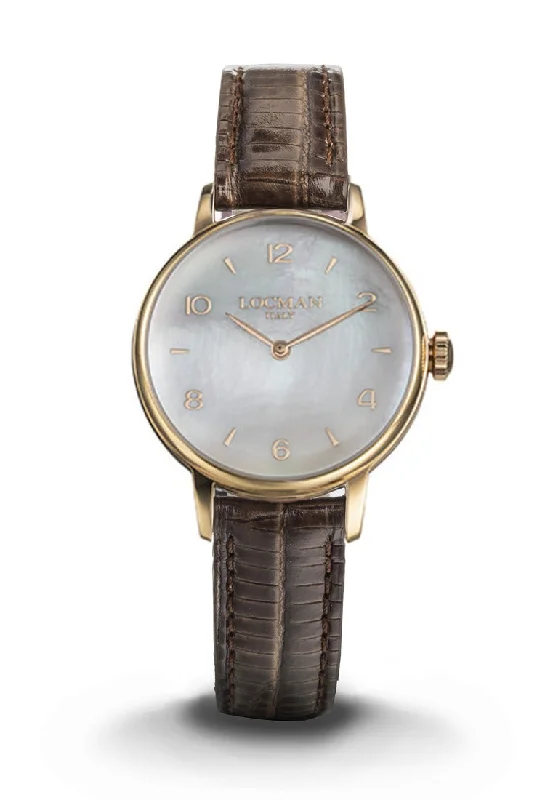 Women's Holiday Season Style Mechanical Watches-Locman 1960 donna madreperla dorato pelle marrone 0253R14R-RRMWRG2PN Women's Holiday Season Style Mechanical Watches-Locman 1960 donna madreperla dorato pelle marrone 0253R14R-RRMWRG2PN