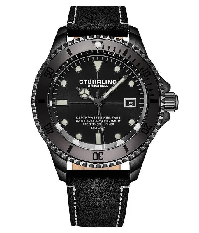 Black Dial / Grey Case / Black Leather Band