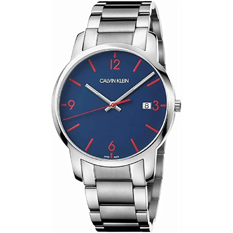 Men's Swiss Party Wear Edition-Calvin Klein Men's City Watch Blue Dial Stainless Steel K2G2G147
