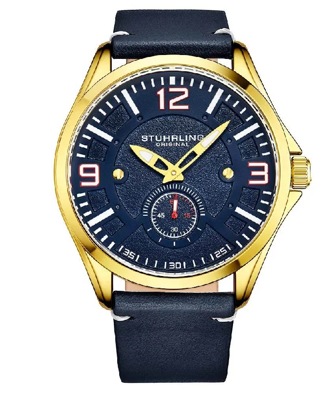 Blue Dial / Gold Case / Blue Leather Strap Gold Layered Tang Buckle