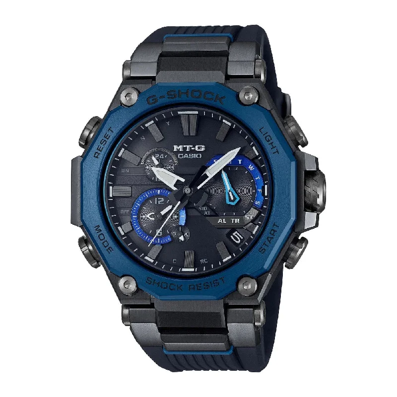 Men's Radio Controlled Watch Discount-Orologio G-Shock MTG-B2000B-1A2ER acciaio nero e blu
