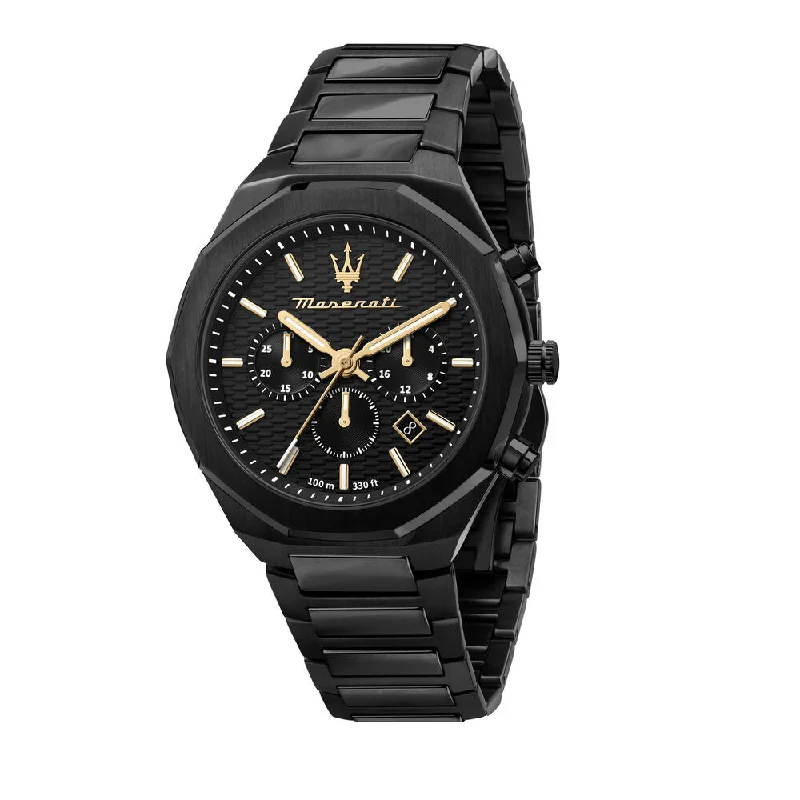 Men's Field Watches International Brand Edition-Maserati Men's Stile Black Watch R8873642005