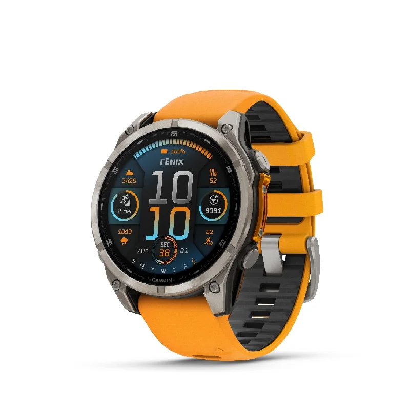 Men's Eco-Drive Style Sports Watches-Orologio Garmin Fenix 8 Amoled 47mm titanium 010-02904-11
