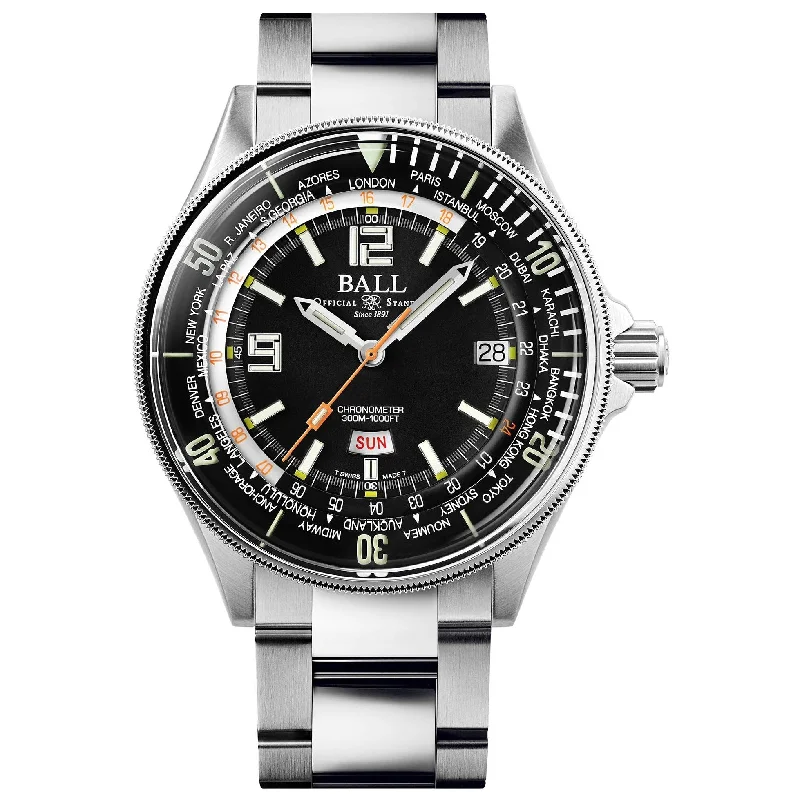 Men's Swiss Special Edition-Ball Engineer Master II Diver Worldtime Men's Black Watch DG2232A-SC-BK
