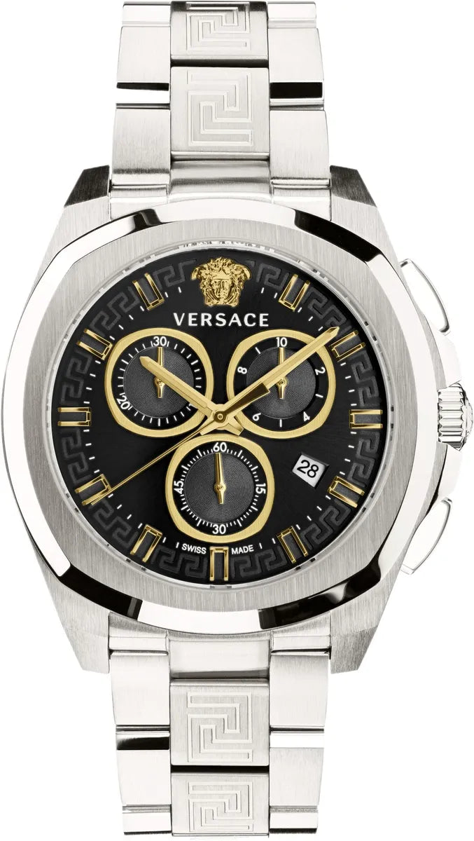 Men's Swiss Quartz Movement Edition-Versace Men's Watch Chrono Geo 43mm Black Bracelet VE7CA0723