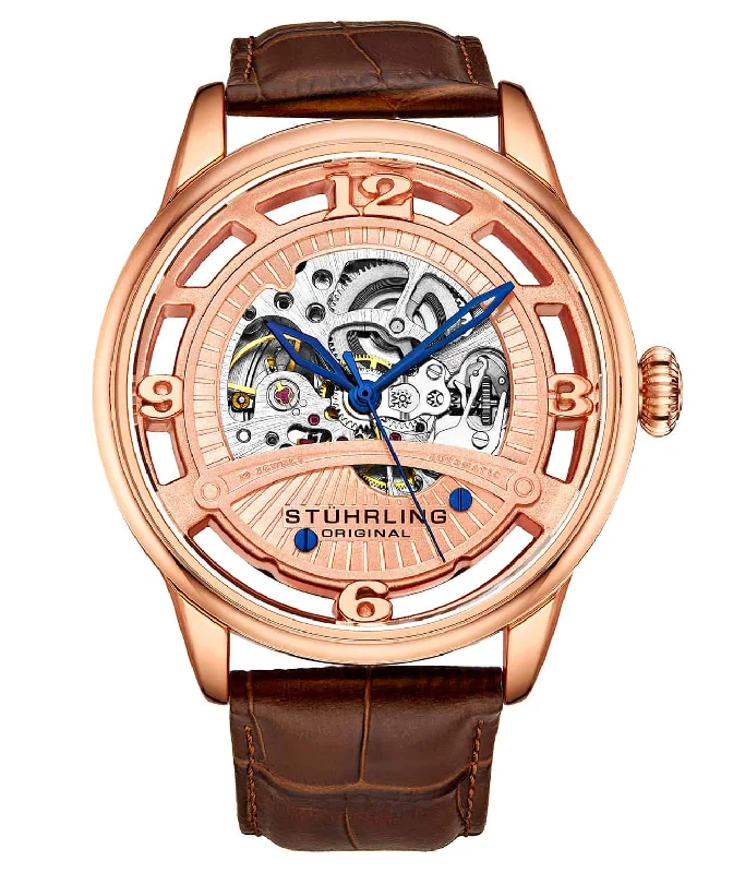 Rose Dial/Rose Case/ Brown Leather Strap