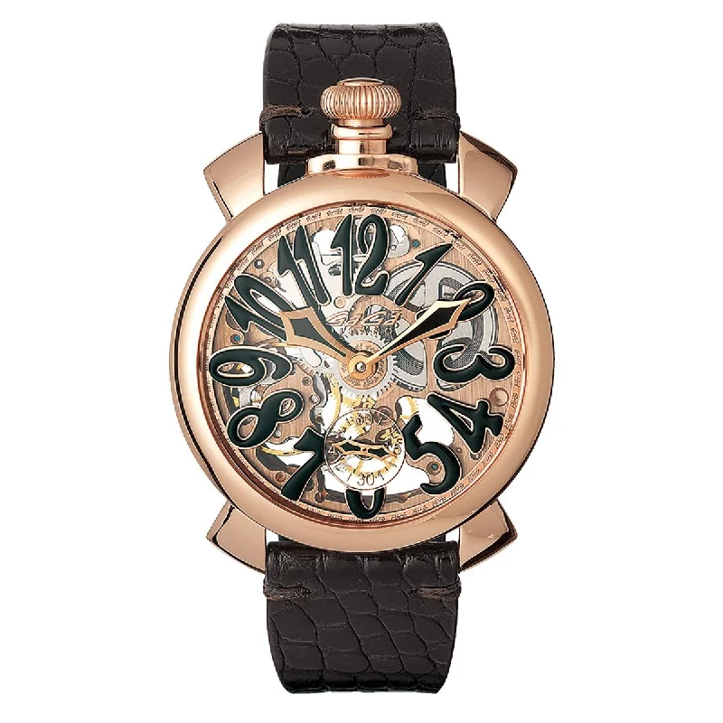 Men's Swiss Christmas Gift Edition-GaGà Milano Watch Skeleton 48MM Rose Gold Black