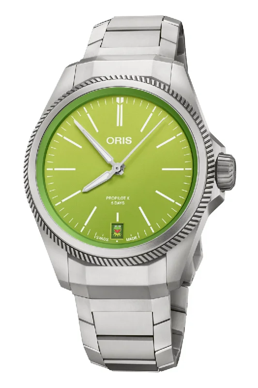 Men's Customized Dress Watches-Oris ProPilot X Calibre 400 Kermit Edition 400 01 400 7778 7157-Set