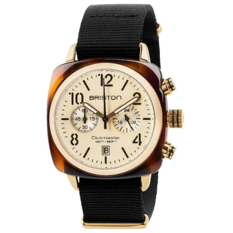 Men's Autumn Design Men's Watches-Briston Black Clubmaster Classic Chronograph Watch 14140.PYA.T.7.NB