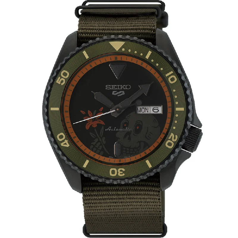 Men's American Made Design Sports Watches-Seiko 5 SRPL27K Kentaro "Wild Plants & Fire' Limited Edition