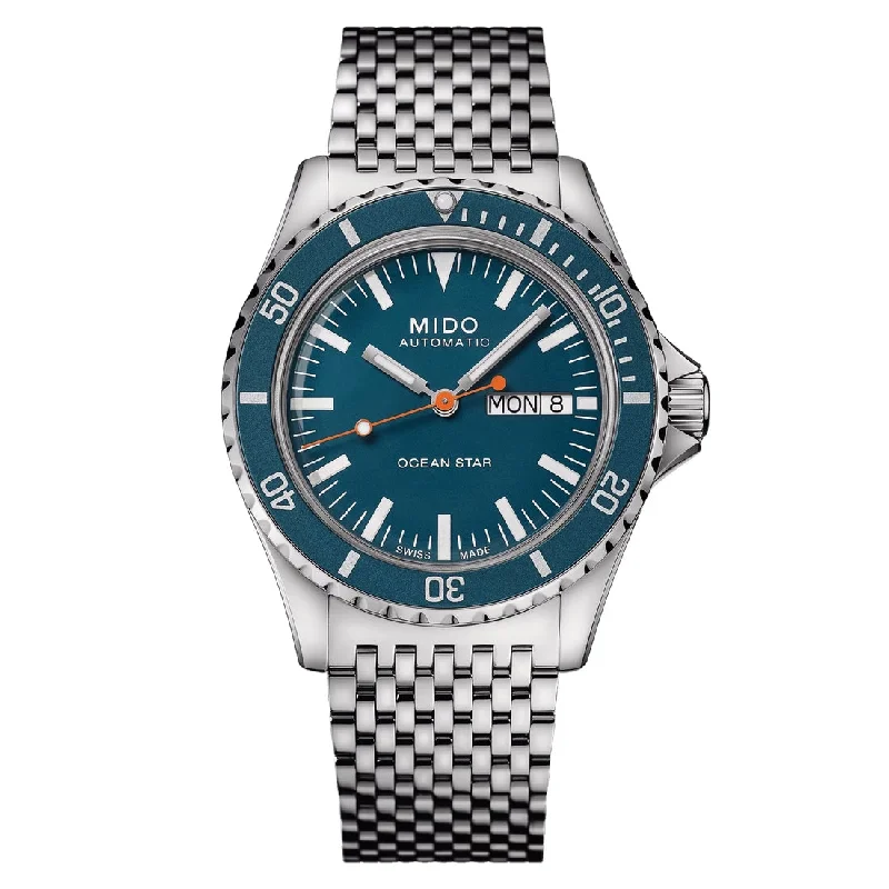 Men's Mechanical Movement Design Sports Watches-Orologio Mido Ocean Star Tribute blu bracciale acciaio