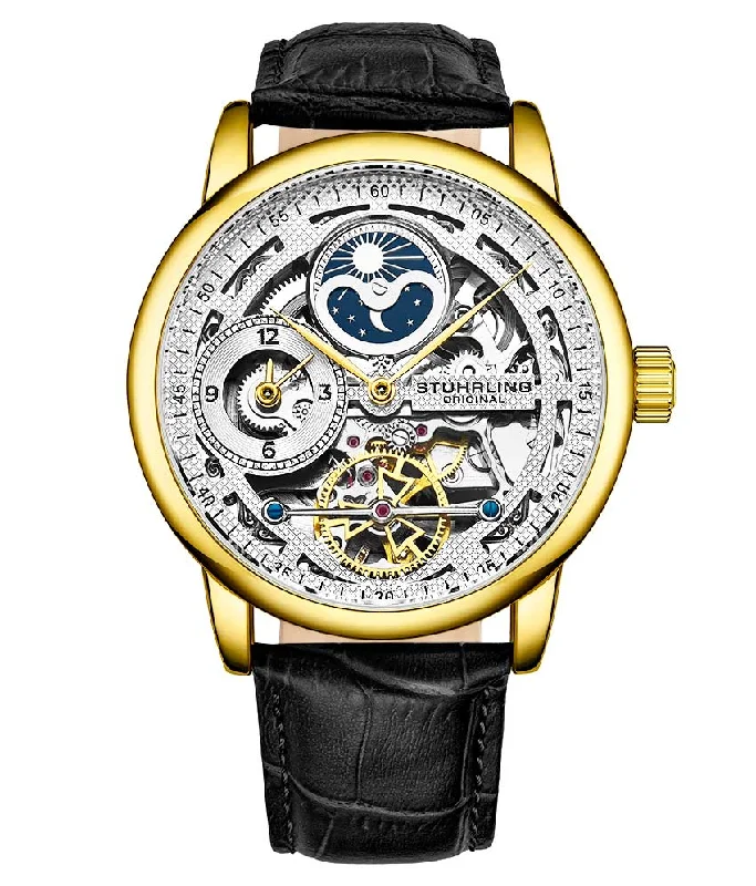 Silver Dial / Gold Case / Black Leather Strap Gold Layered Tang Buckle