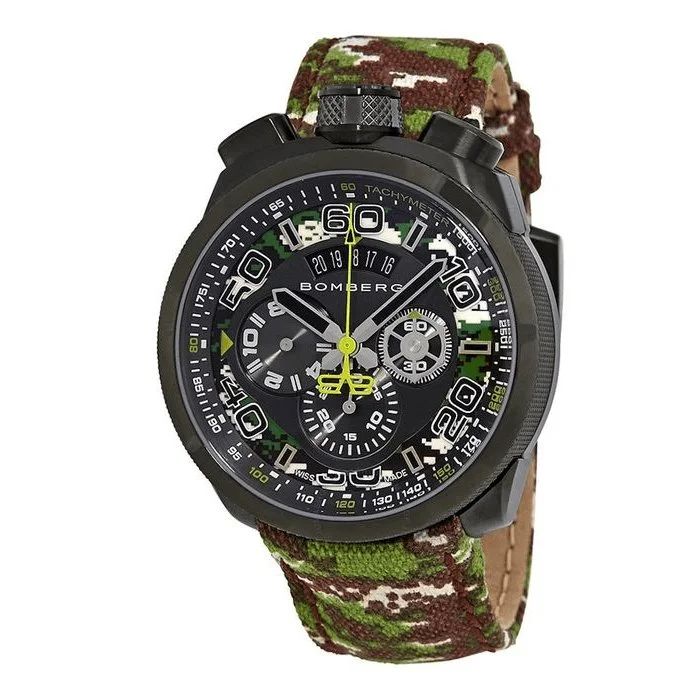 Men's Swiss Night Out Edition-Bomberg Men's Chronograph Watch BOLT-68 Forrest Camo Limited Edition BS45CHPGM.038.3 Men's Swiss Night Out Edition-Bomberg Men's Chronograph Watch BOLT-68 Forrest Camo Limited Edition BS45CHPGM.038.3