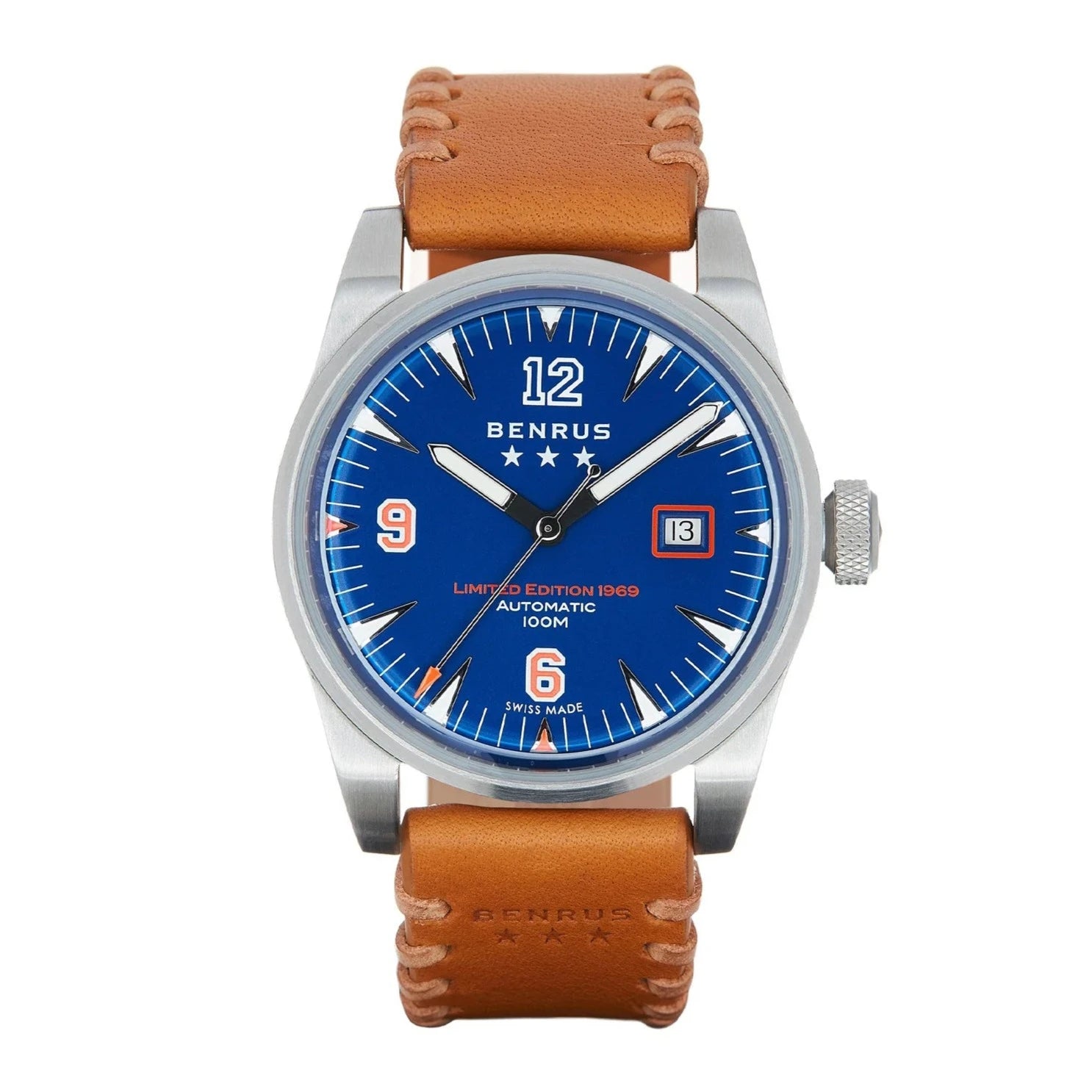 Men's Classic Watch Engraved-Benrus Men's Classic 1969 Limited Edition Watch Blue