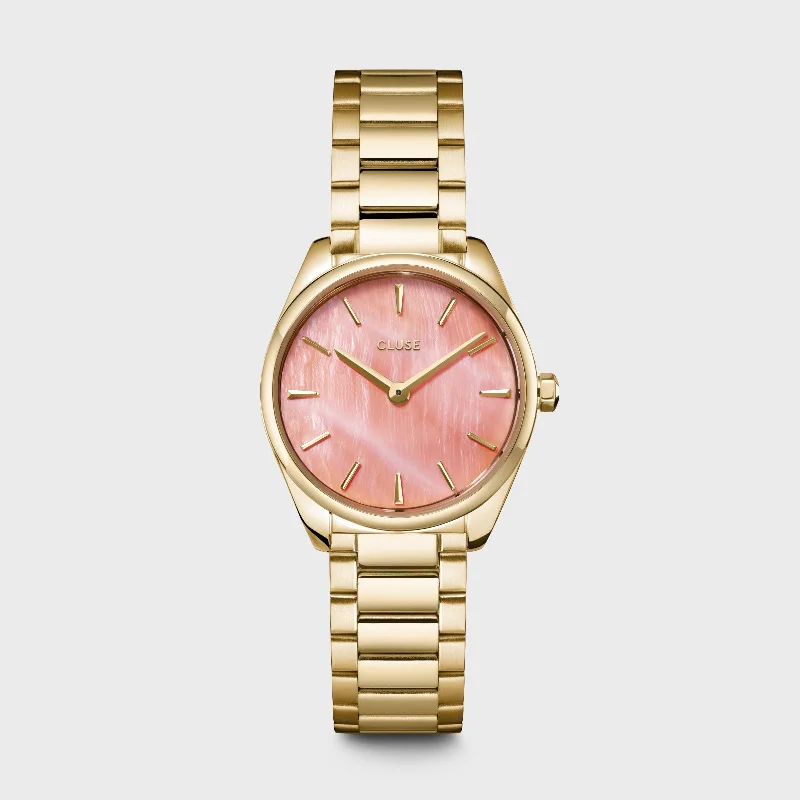 Women's Mechanical Watch Valentine's Day Edition-Féroce Mini Watch Steel, Apricot Pearl, Gold Colour