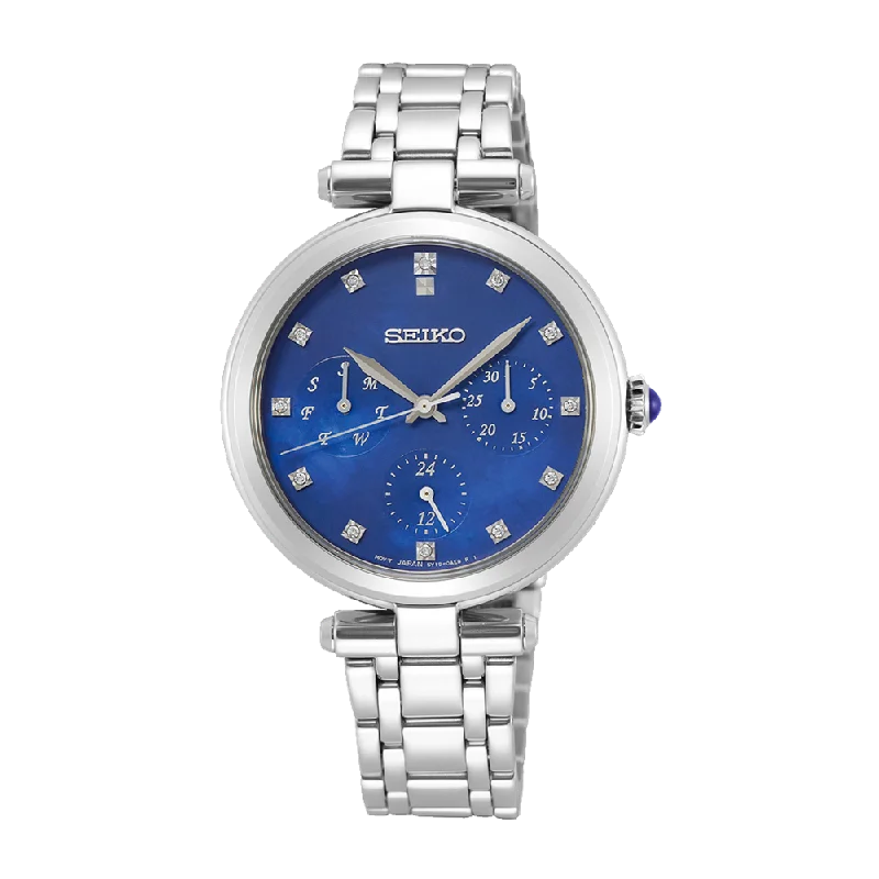 Men's Hand-Wound Style Men's Watches-Seiko Classic Blue Ladies Watch SKY661P1