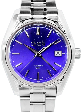 Men's Thin Case Dress Watches-Yoshino Night Star (夜の星) Indigo GMT - Ltd Ed 100pcs