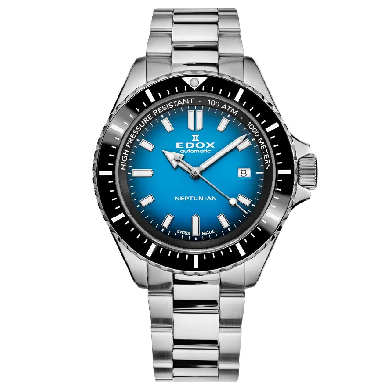Men's Swiss Everyday Wear Edition-Edox Men's Watch Neptunian Automatic Blue 80120-3NM-BUIDN
