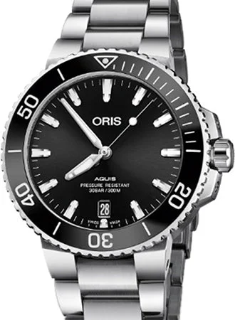 Men's Mechanical Watch Outlet-Aquis Date Black Sunburst - Bracelet - 39.5mm - Ref. 01 733 7732 4134-07 8 21 05PEB Men's Mechanical Watch Outlet-Aquis Date Black Sunburst - Bracelet - 39.5mm - Ref. 01 733 7732 4134-07 8 21 05PEB