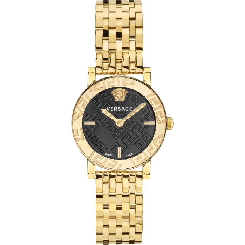 Men's Swiss Date Night Edition-Versace Greca Glass Ladies Gold Watch VEU300621
