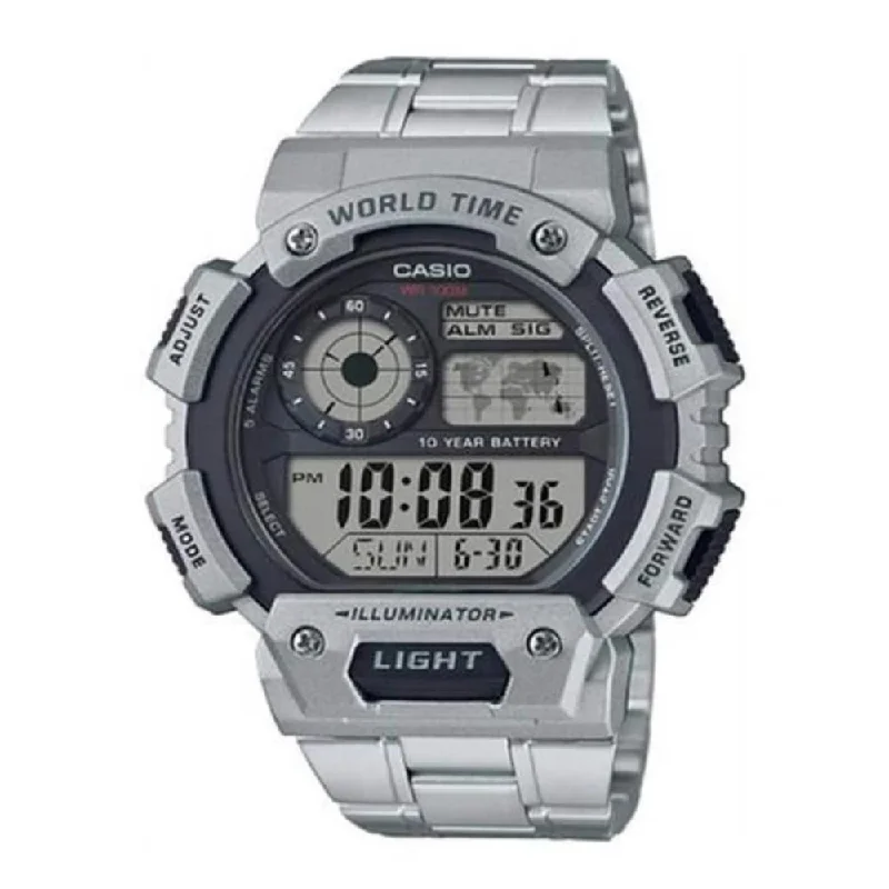 Unisex Tactical Watches-Casio AE-1400WHD-1AVDF Vintage Black Silver Watch