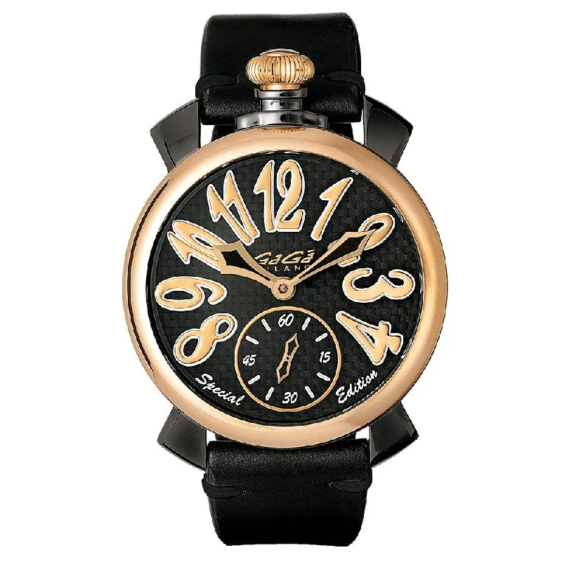 Men's Swiss Winter Edition-GaGà Milano Watch Manuale 48MM Special Edition Black PVD