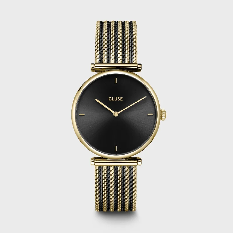 Women's Oval Case Style Mechanical Watches-Triomphe Watch Mesh, Black, Gold colour